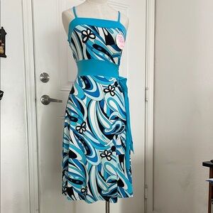 Vibrant Blue and Black Floral Dress